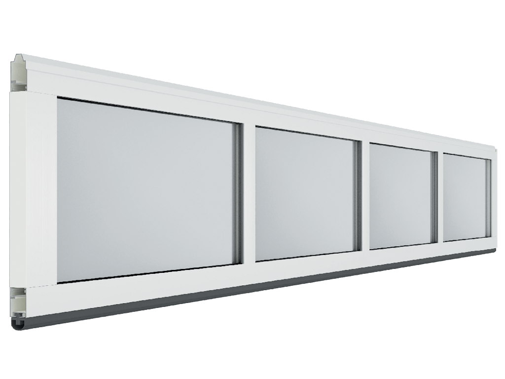 Yangi panaromali qalqonni yig‘ish tizimi – yagona yuqori va pastki profillar. Ular yig‘ish juftligini almashtiradi – panaromali panelning yuqori (pastki) profili va to‘rning yuqori (pastki) profili.